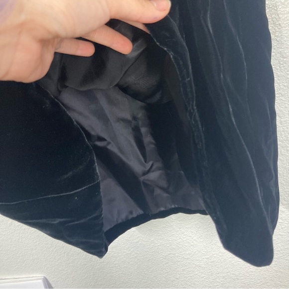 Joseph Magnin Vintage 70s Dress M velvet Embellished Black Silver stones Glam - Picture 15 of 16